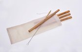 Bamboo Made X Bamboe rietjes set Bamboo straw set herbruikbaar 4 stuks + schoonmaak borsteltje inclusief canvas opberg zakje