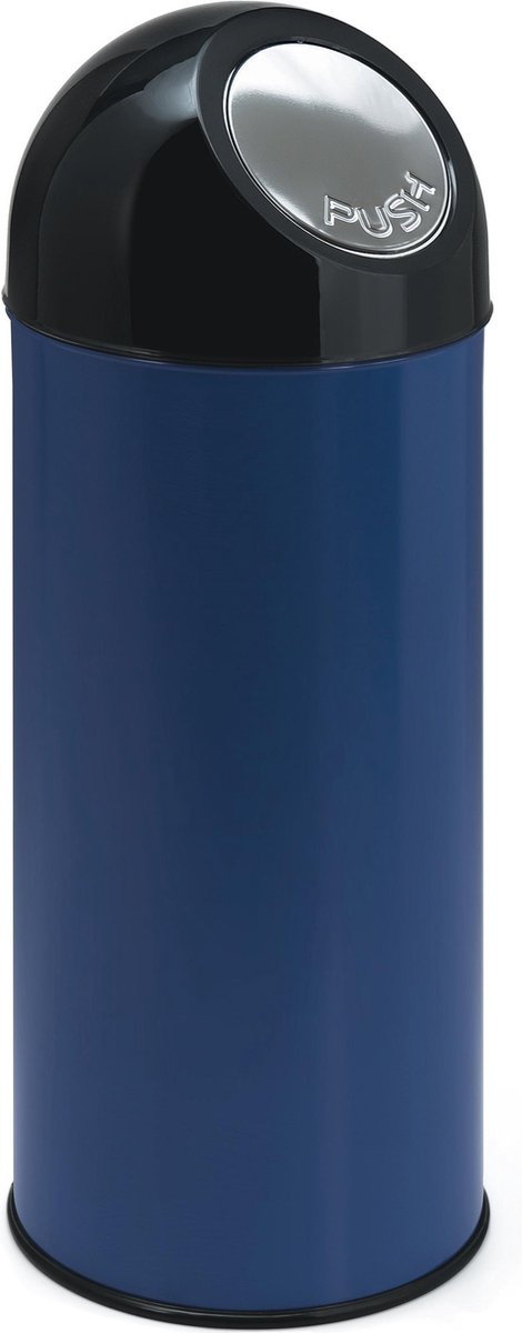 V-part - Afvalbak met pushdeksel 55 ltr - Steel Plastic - blauw, zwart