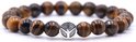 Mala armband van natuursteen - Tijgeroog steen – Peace Symbool – 19 cm - Rhylane® Mala armband van natuursteen - Tijgeroog steen – Peace Symbool – 19 cm - Rhylane®