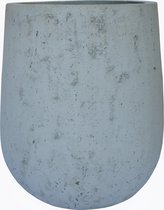 Witte Light cement Bloembak met structuur  h. 65 cm en doorsnee 52 cm