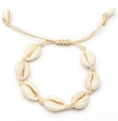 24/7 Jewelry Collection Schelpjes Armband - Schelp - Schelpen - Schelpjes - Beige Touw