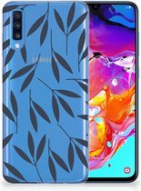 Back Case Geschikt voor Samsung A70 TPU Siliconen Hoesje Leaves Blue