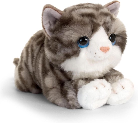 Keel Toys pluche grijs/witte kat/poes katten knuffel 30 cm - katten  knuffeldieren -... | bol.com