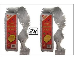 2x Crepe Guirlande Zilver 24meter brandveilig