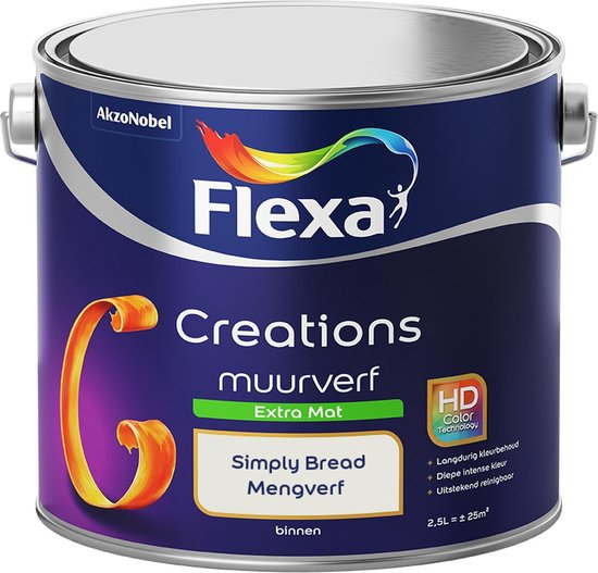 Foto: Flexa creations muurverf extra mat simply bread mengkleuren collectie 2 5 liter