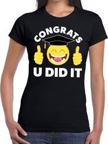 Congrats U did it t-shirt geslaagd / afgestudeerd zwart dames M