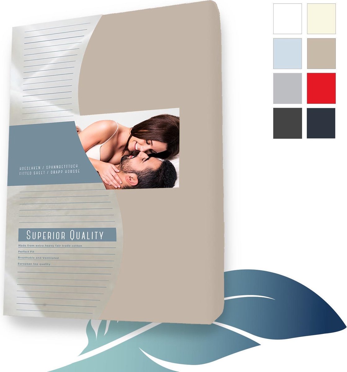 24-Bedding Jersey Splittopper Hoeslaken - Extra zacht - 97% katoen - 3% Elastaan - 160X220 cm - Taupe - 5 t/m 15 cm hoogte.