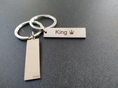 Sleutelhanger - King - voor hem - Liefde - Koppel - Relatie - Zilverkleurig - RVS