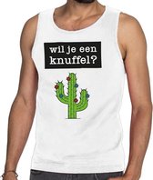 Wil je een Knuffel tekst tanktop / mouwloos shirt wit heren L