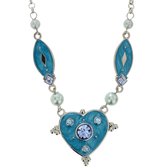 Korte ketting met hart-vormige blauwe hanger