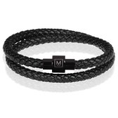 Memphis leren wrap armband Zwart-22cm