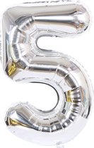 Cijferballon 80 cm zilver nummer 5 | nummerballon | nummer ballon | cijfer ballon