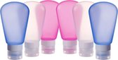 TravelGuru Siliconen Reisflesjes Set van 6 stuks - 100 ml - Geschikt voor handbagage & vliegtuig - Navulbare Reis Flacons