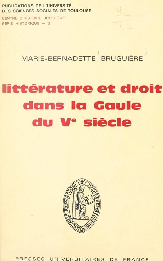Littérature et droit dans la Gaule du Ve siècle - cover