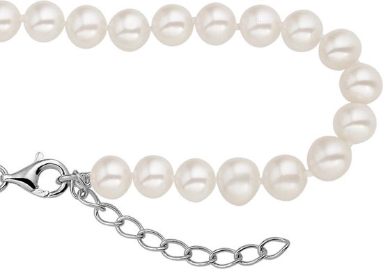 The Jewelry Collection Bracelet Perle 6.5 mm 18 + 3 cm - Argent