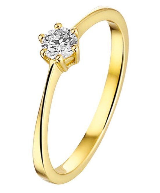 The Jewelry Collection Ring Zirkonia - Geelgoud (14 Krt.)