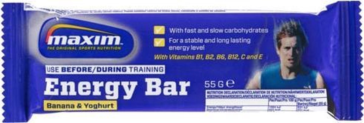 Maxim Energy Bars Banana Yoghurt Coated 55g - 5 stuks