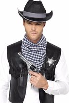 Cowboy verkleed set zwart voor heren 50/52 (m/l) - Incl. cowboyhoed, jasje, badge en sjaal