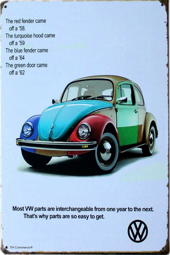 Plaque Métal Vintage Volkswagen - Déco Murale Garage Rétro, Neuve Sous Emballage