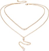 Gelaagde dames ketting goudkleurig Crystal