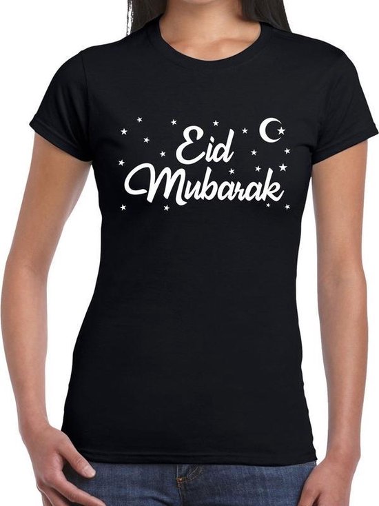 Zakje Bij borduurwerk Suikerfeest Eid Mubarak t-shirt zwart dames -  suikerfeest/offerfeest/ramadan kleding... | bol