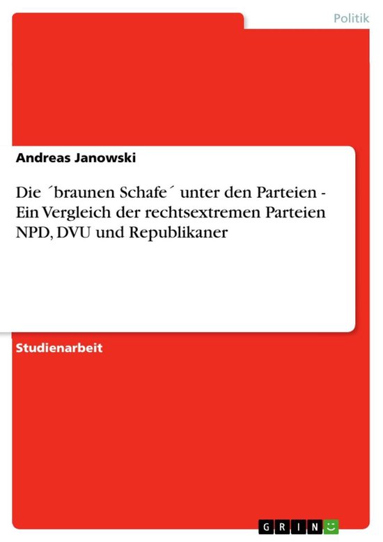 Foto: Die braunen schafe unter den parteien ein vergleich der rechtsextremen parteien npd dvu und republikaner