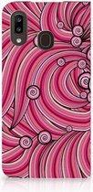 Bookcase Geschikt voor Samsung Galaxy A30 Swirl Pink