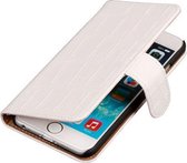 Krokodil Bookstyle Hoes Geschikt voor iPhone 6 Plus Wit