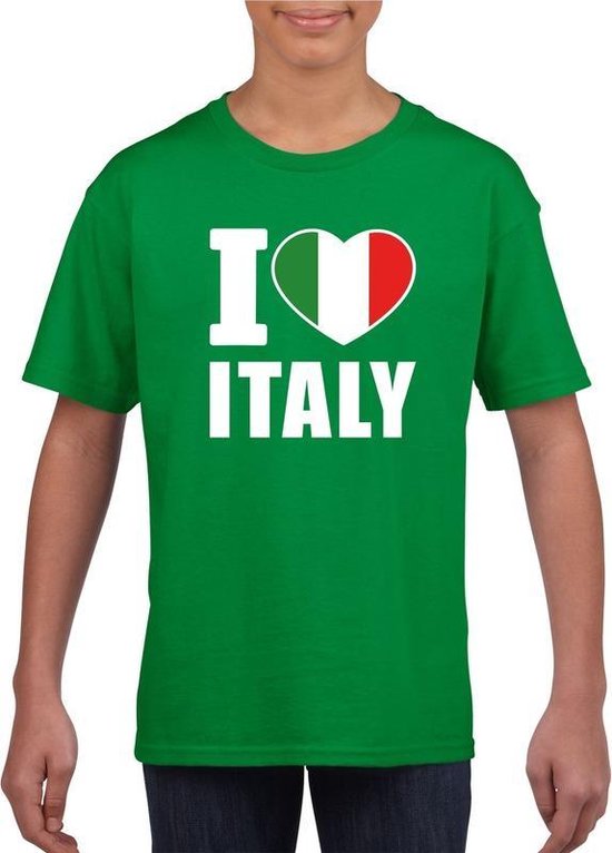 Groen I love Italie fan shirt kinderen 122/128