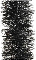 Kerstslingers zwart 10 cm breed x 270 cm - Guirlande folie lametta - Zwarte kerstboom versieringen