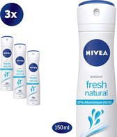 NIVEA Fresh Natural - 3 x 150 ml - voordeelverpakking - Deodorant Spray