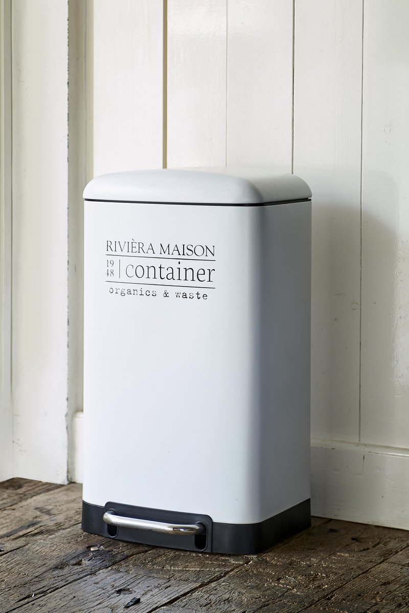 Roestig telescoop paling Riviera Maison RM 1948 Waste Bin - Prullenbak - L - Wit - ijzer | bol.com