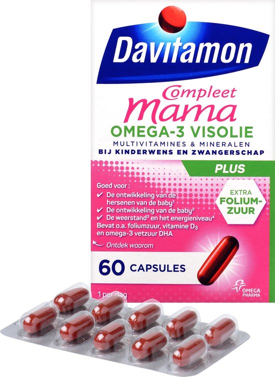 Davitamon Mama Compleet Multivitamine Omega 3 Visolie Zwangerschap - 60 stuks