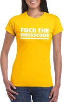 Fuck the dresscode dames shirt geel - Dames feest t-shirts XL