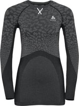 Odlo Bl Top Crew Neck L/S Blackcomb Dames Thermoshirt - Black- Odlo Steel Grey - Maat S