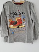 Knot so Bad-jongens-shirt/longsleeve-Sneakers-kleur: grijs-maat 92