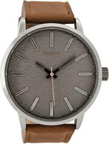 OOZOO Timepieces - Titanium horloge met cognac leren band - C9025