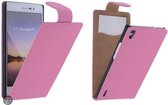 Roze Effen Classic Flipcase Hoesje Huawei Ascend P7