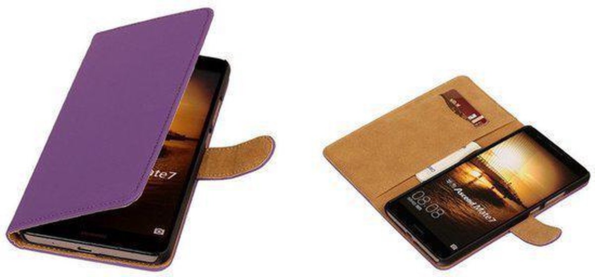 Effen Paars Huawei Ascend Mate 7 Book/Wallet Case/Cover