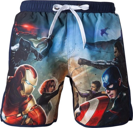 Marvel - Captain America Swimshort Blue With Frontside Avengers Print - L