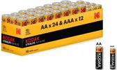 Boîtier d'alimentation Kodak Xtralife alcaline AA AAA 1.5V - 36 pièces (24x AA + 12x AAA)