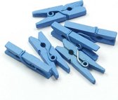 Mini Wasknijpers - 200 stuks - 3cm - Hout - Blauw - Geboortekaartjes