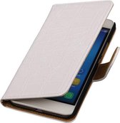 Croco Bookstyle Wallet Case Hoesje Geschikt voor Huawei Honor 4 A / Y6 Wit