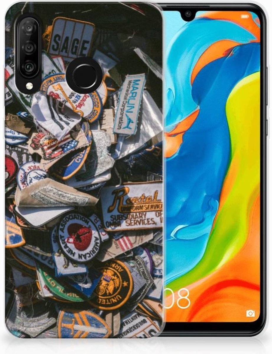 Huawei P30 Lite Siliconen Hoesje met foto Badges