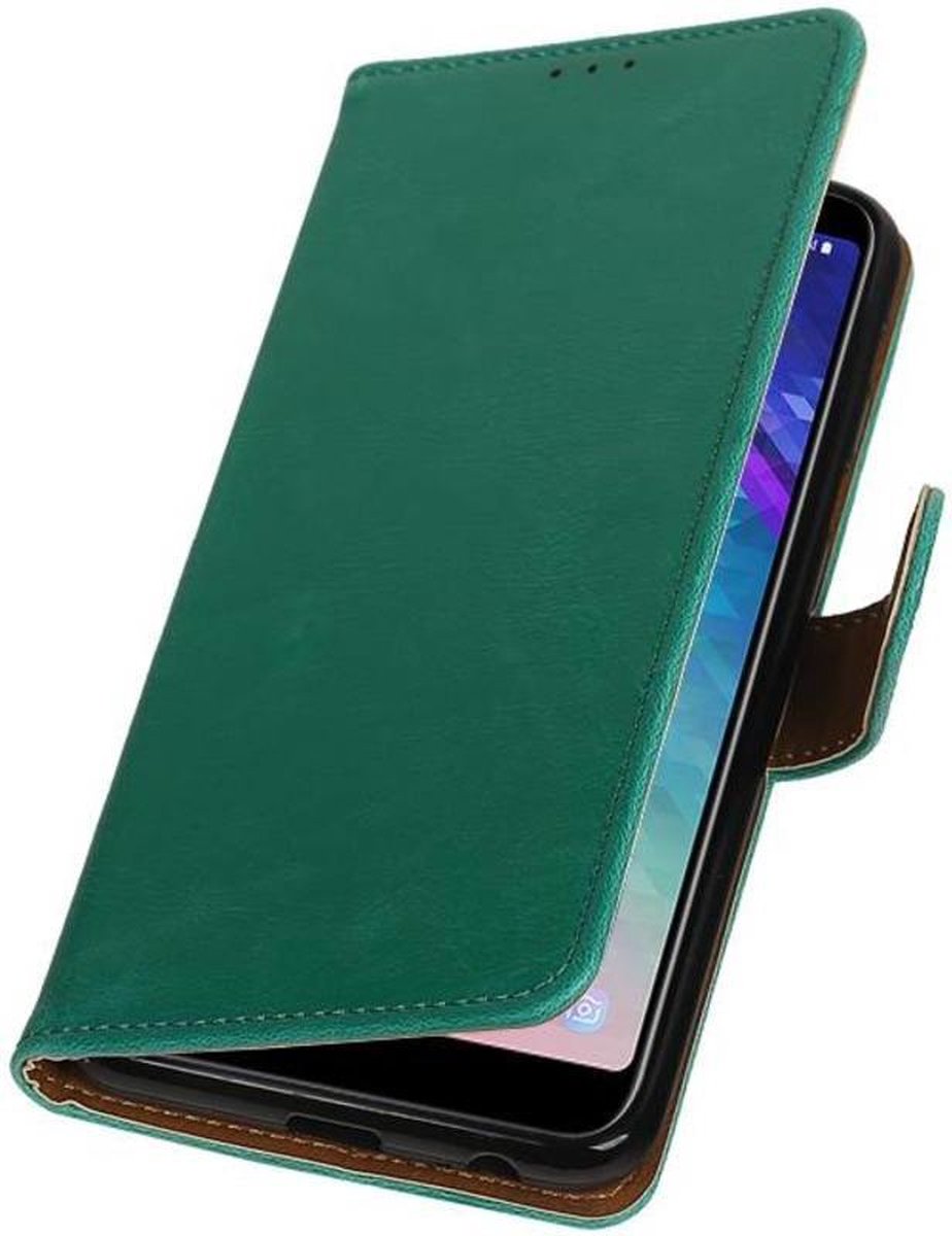 Groen Pull-up Booktype Hoesje voor Samsung Galaxy A6 Plus 2018