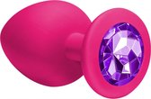 Lola Toys - Emotions - Buttplug met Diamant - Anaal - Siliconen - Maat L - 42mm - Roze met Paarse Diamant