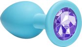 Lola Toys - Emotions - Buttplug met Diamant - Anaal - Siliconen - Maat M - 33mm - Turquoise met Paarse Diamant