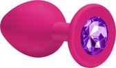 Lola Toys - Emotions - Buttplug met Diamant - Anaal - Siliconen - Maat S - 27mm - Roze met Paarse Diamant