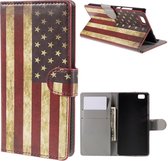 Huawei Ascend P8 Lite agenda wallet hoesje USA vlag