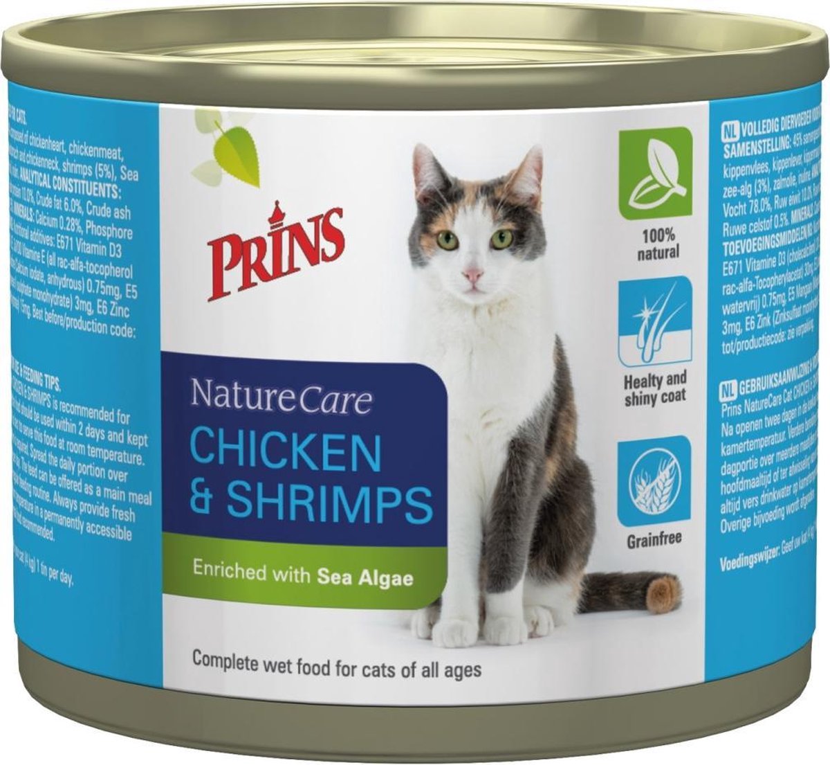 Prins NatureCare Kip & Garnalen - Kat - Volledig natvoer - Graanvrij - 6 x 200 gr